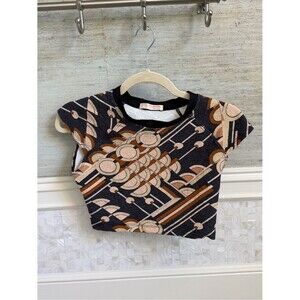 new medium free people beach Sonny tee swim surf cropped printed navy geometric